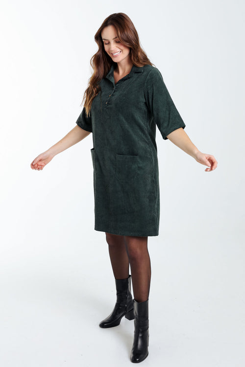 Robe courte unie en velours-Paprika-9