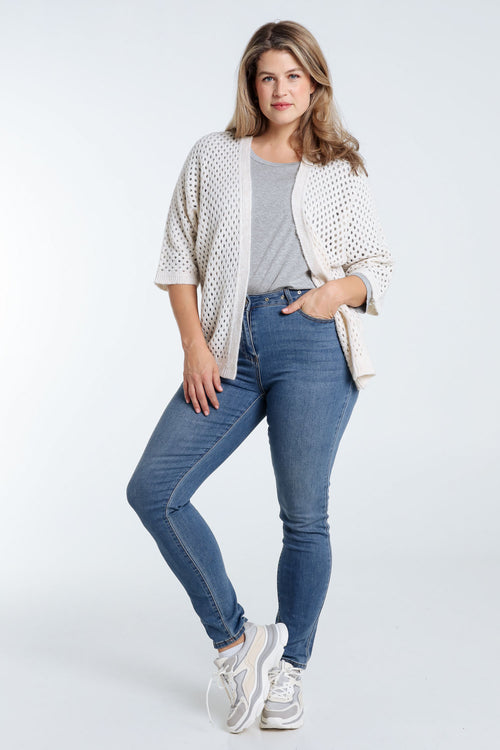 Lang, effen, opengewerkt vest in wol-Paprika-7