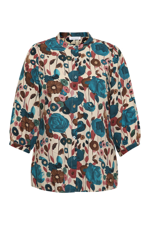 Blouse en viscose imprimé coquelicots-Paprika-1