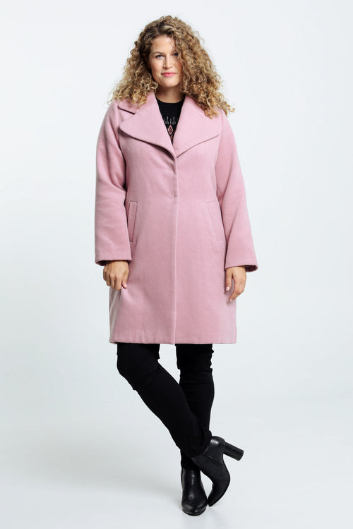 Lange, wollen jas met grote kraag en drukknopen-Paprika-8