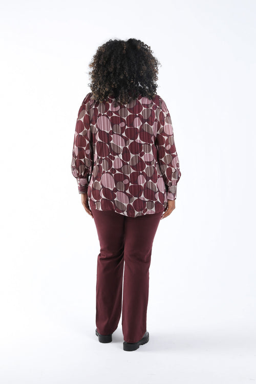 Blouse met rondjesprint en folieprint-Paprika-1