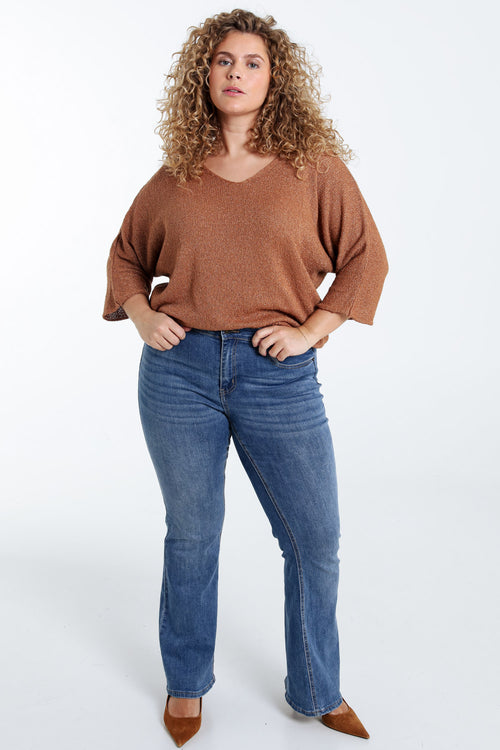 Pull boîte en coton avec lurex-Paprika-8
