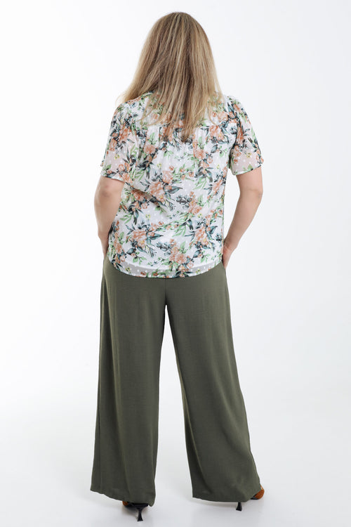 Bloemdruk blouse en plumetis-Paprika-2