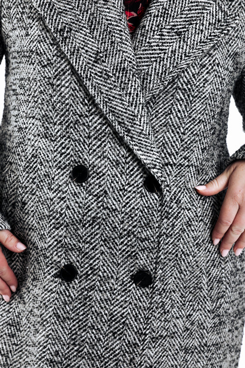 Manteau mi-long motif chevrons-Paprika-4