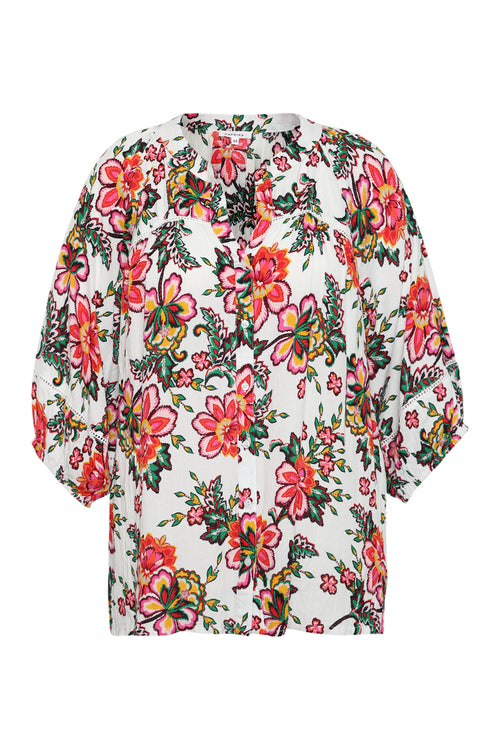 Blouse en viscose imprimé fleuri-Paprika-10