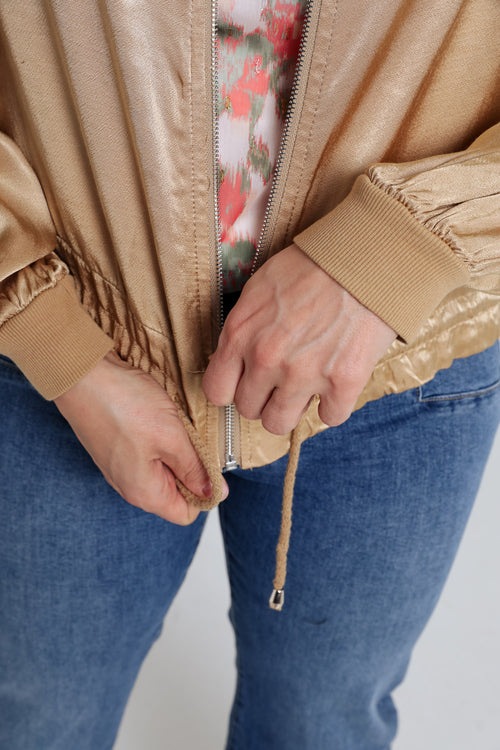 Bomber uni en viscose effet satin-Paprika-6