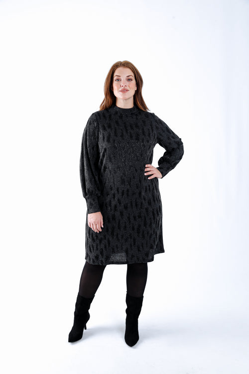Jurk met jacquard luipaardmotief-Paprika-7