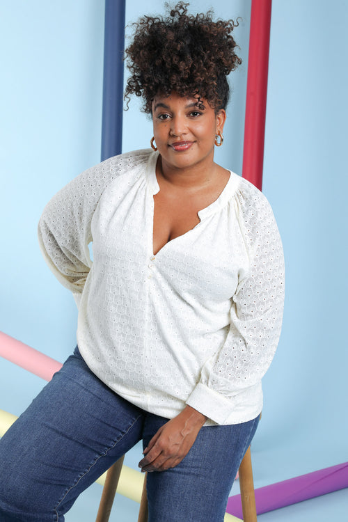 Effen kanten blouse-Paprika-1