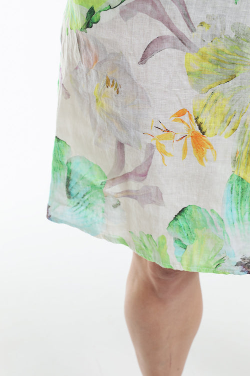Linnen jurk met bloemenprint-Paprika-6