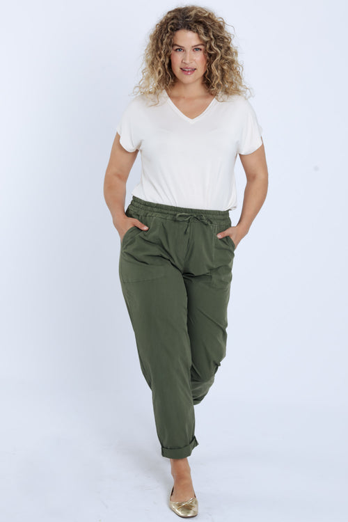 Boyfriend jeans van uni katoen met zakken-Paprika-8