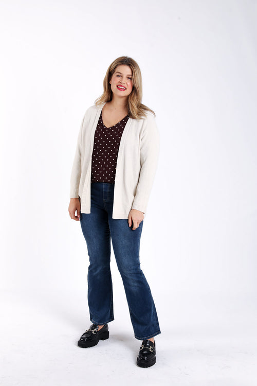 Cardigan long en viscose uni-Paprika-5