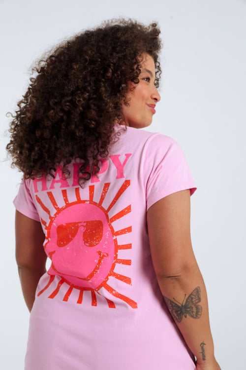 Effen katoenen T-shirt met zonafdruk-Paprika-6