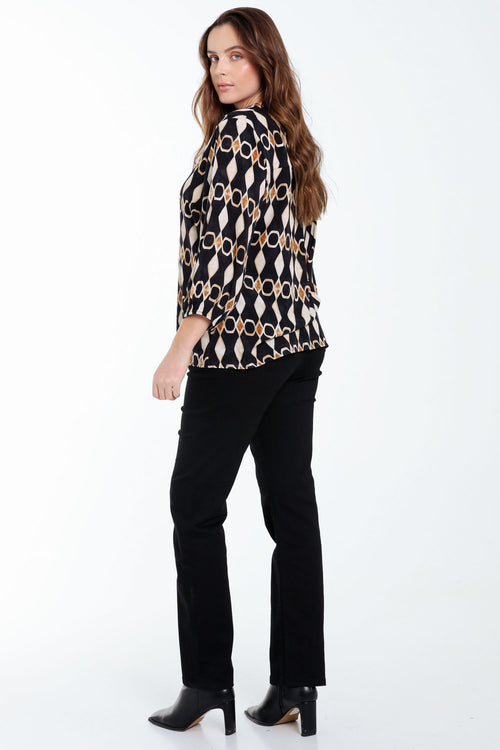 Blouse en viscose imprimé graphique-Paprika-2