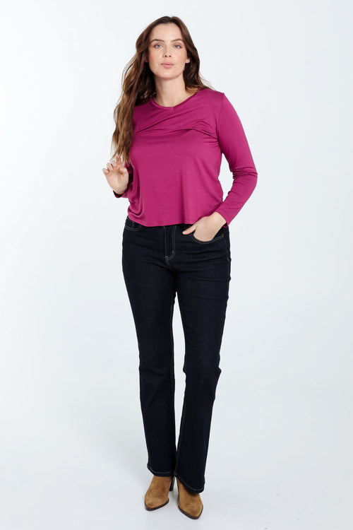 Effen T-shirt in viscose-Paprika-9