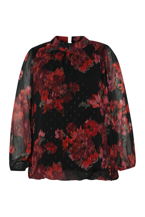 Blouse met print van wazige bloemen-Paprika-9