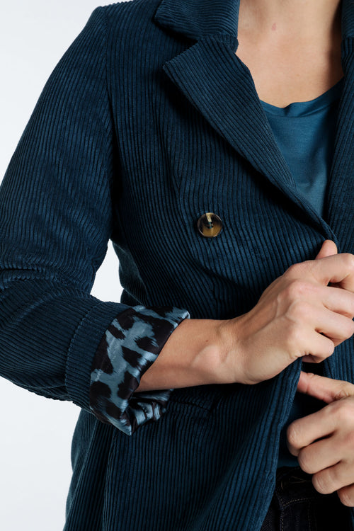 Blazer en velours doublé imprimé peau de bête-Paprika-4