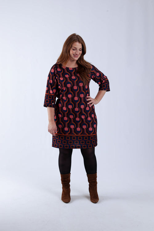Robe housse imprimé graphique-Paprika-5