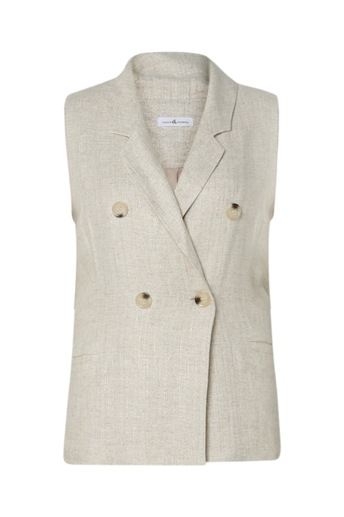 Gilet en viscose et lin avec lurex-Paprika-10