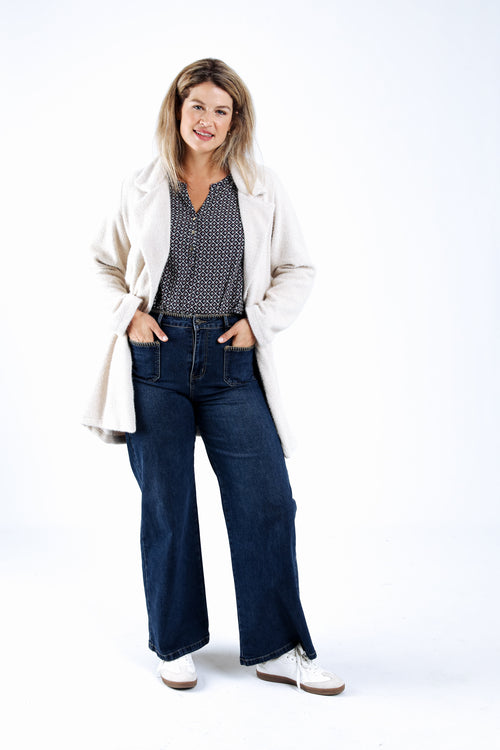 Effen halflange jas-Paprika-6