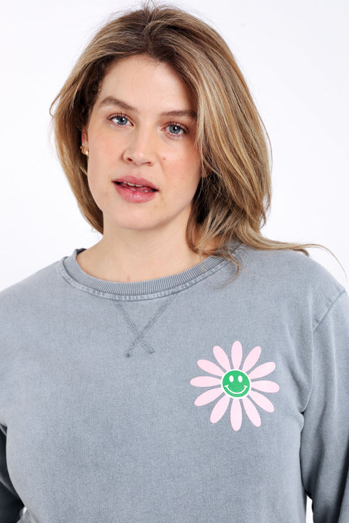 Katoenen sweater met bloemenprint-Paprika-5