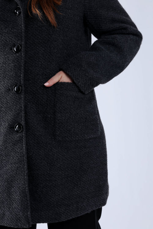 Manteau en laine uni avec capuche-Paprika-4