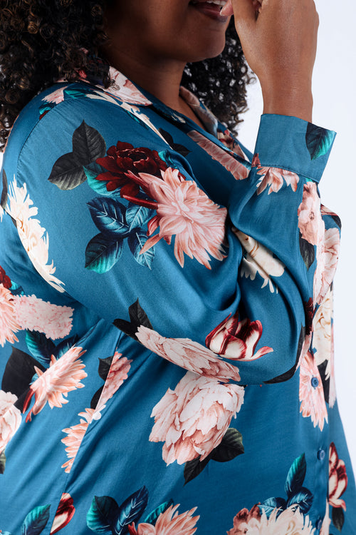 Chemise en viscose imprimé fleuri-Paprika-4