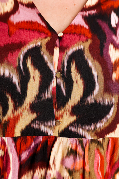Jurk van viscose met paisleyprint-Paprika-3