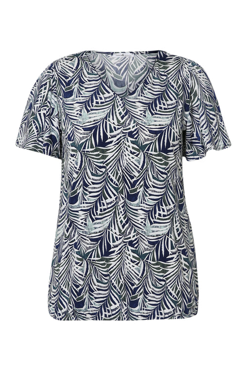 T-shirt met bladprint-Paprika-10