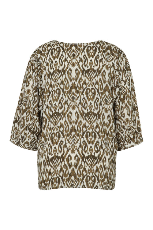 Blouse en viscose imprimé ethnique-Paprika-11