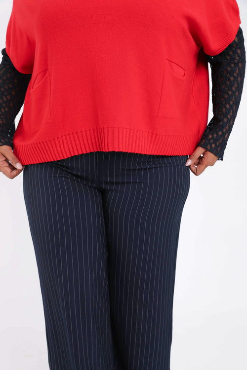 Effen korte trui van viscose-Paprika-5