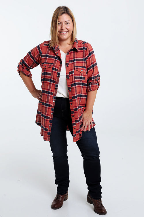 Chemise à carreaux en coton-Paprika-9