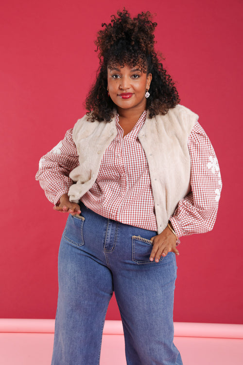 Chemise en coton imprimé vichy-Paprika-1