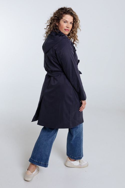 Effen mid-length trenchcoat met capuchon-Paprika-2