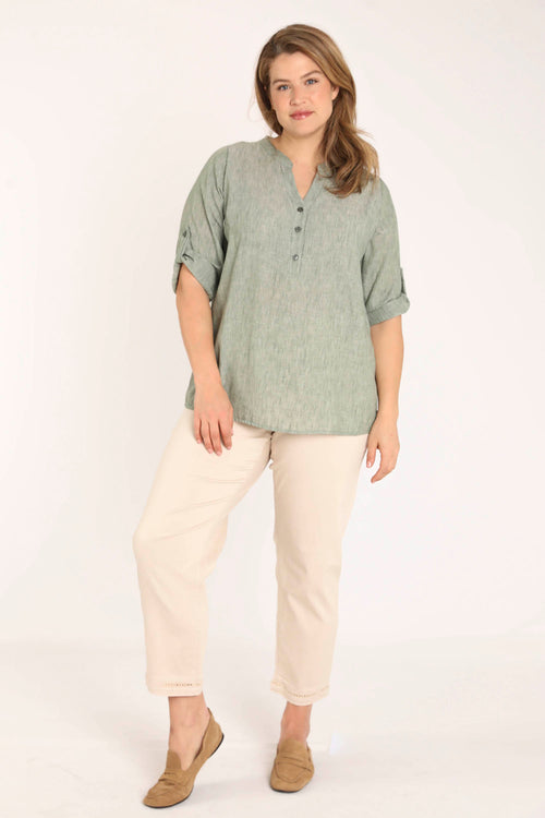 Effen gemêleerde blouse-Paprika-7
