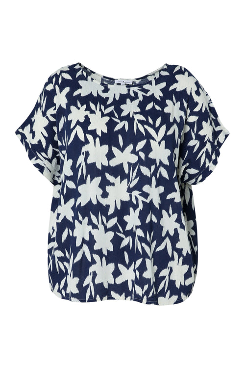 Blouse en viscose imprimé floral bicolore-Paprika-10