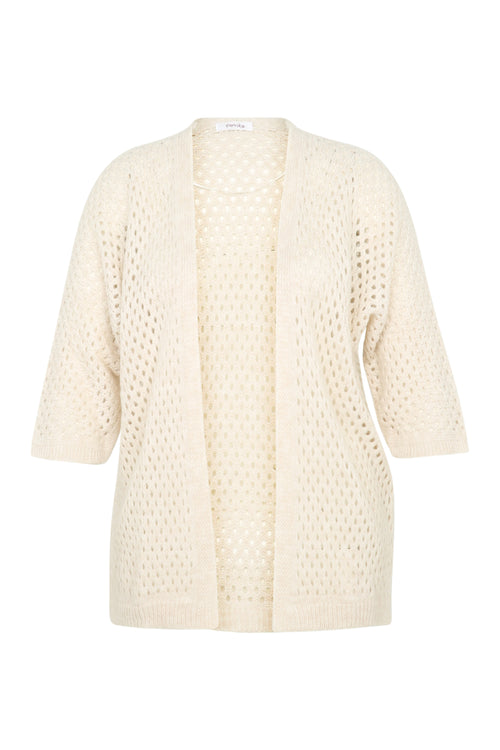 Lang, effen, opengewerkt vest in wol-Paprika-10