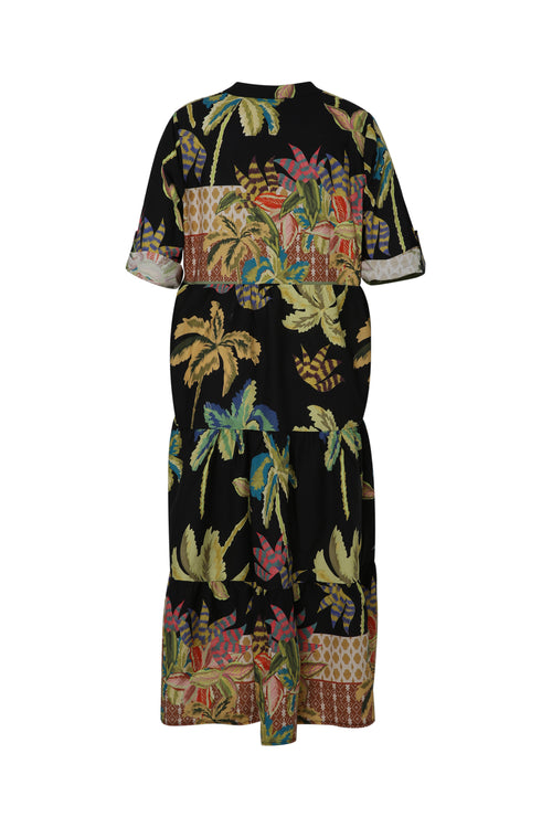 Robe longue en coton imprimé palmier-Paprika-11