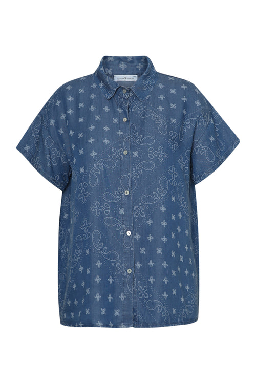 Overhemd van bedrukt lyocell met bandana-motief-Paprika-11