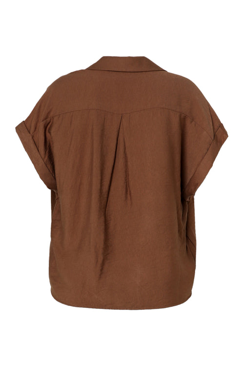 Chemisier noué en viscose uni-Paprika-11
