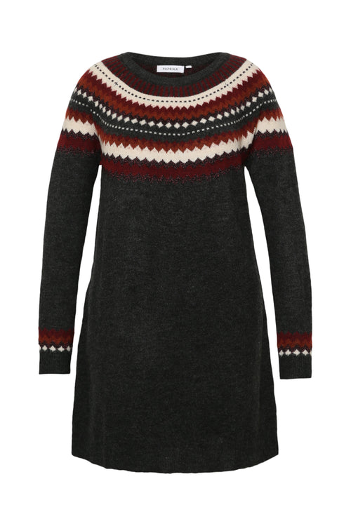 Jurk trui met jacquardmotief-Paprika-9