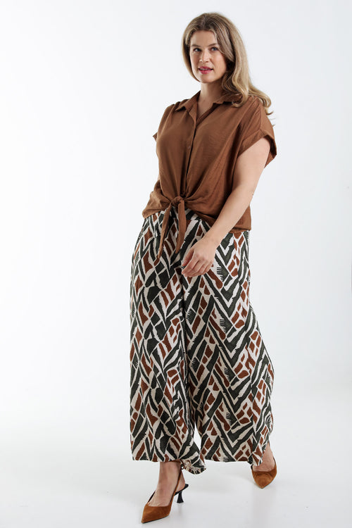 Brede viscose broek met etnische print-Paprika-9