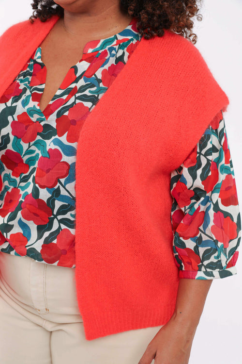 Effen mouwloos gilet-Paprika-5