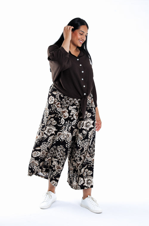 Pantalon large en viscose imprimé cachemire-Paprika-5