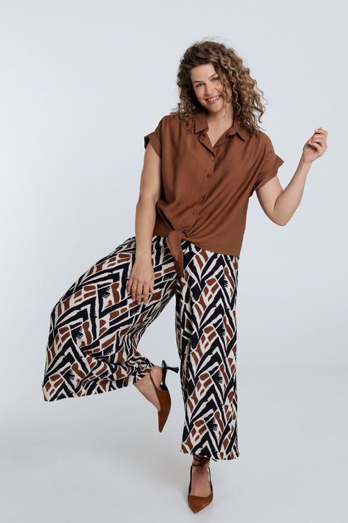 Chemisier noué en viscose uni-Paprika-7