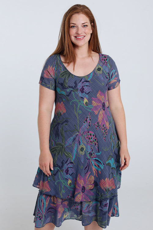 Katoenen mousseline jurk met bloemenprint-Paprika-2