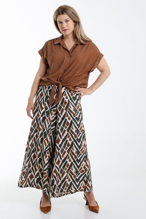 Brede viscose broek met etnische print-Paprika-8