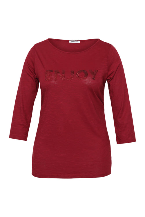 T-shirt en coton uni Enjoy-Paprika-1