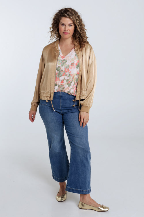 Bomber uni en viscose effet satin-Paprika-9
