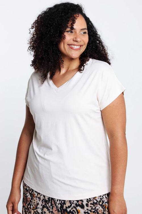 T-shirt uni en viscose-Paprika-1
