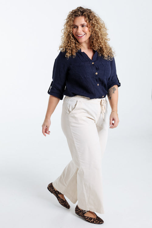  Effen linnen blouse-Paprika-8